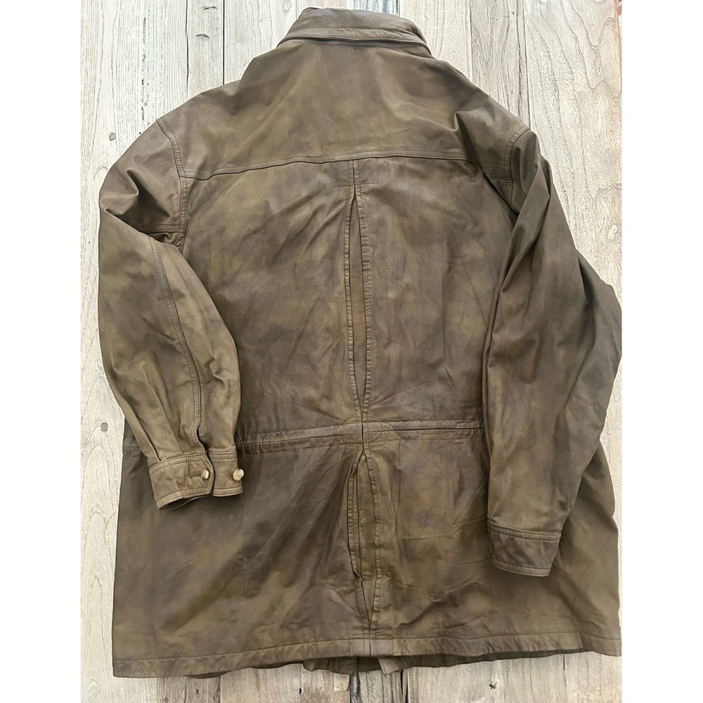 Vtg Banana Republic Safari Field Jacket Mens L Patina Leather Adventure Outdoor - Picture 5 of 11